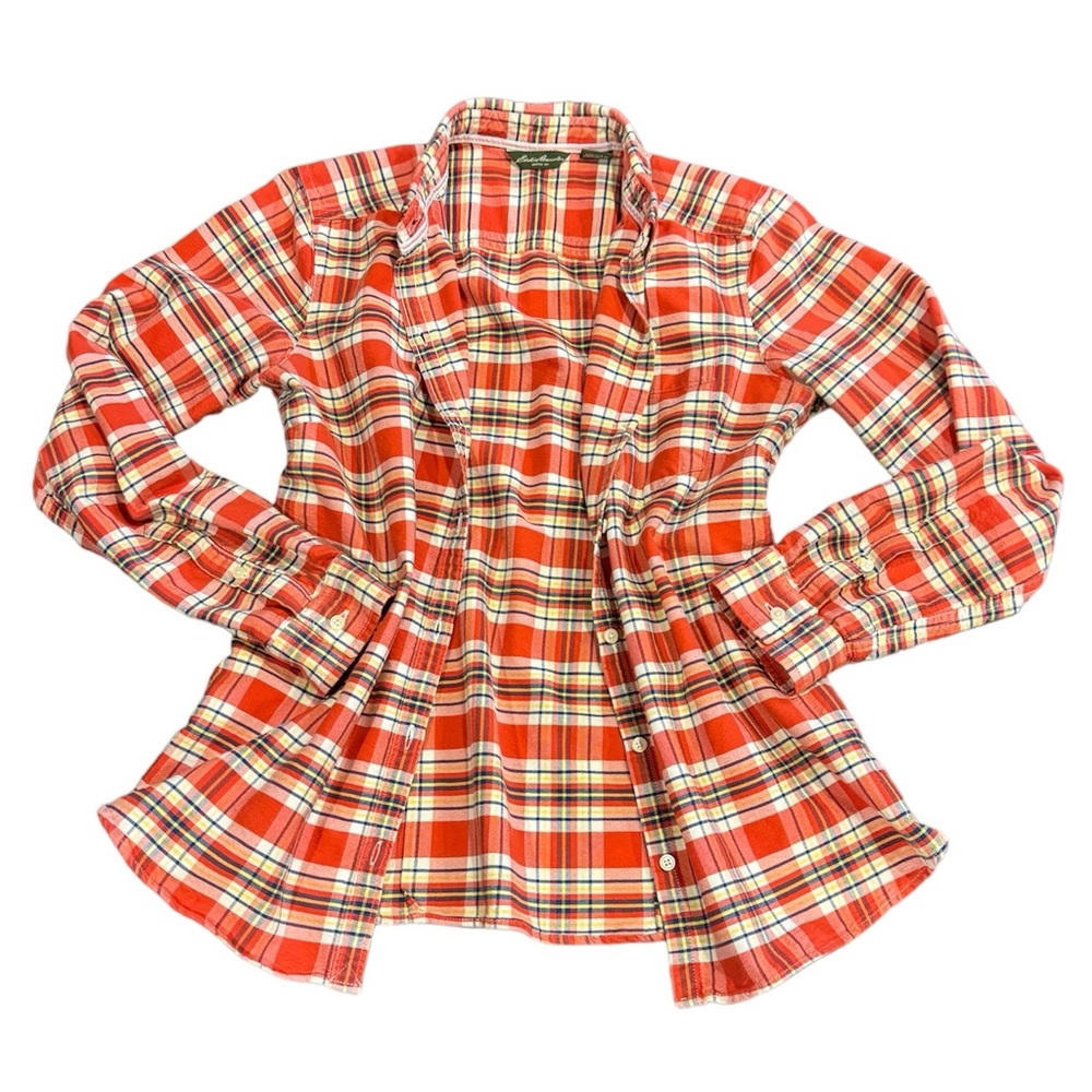 Eddie Bauer Long Sleeve Flannel Plaid Button Down Shirt Size Medium - Picture 12 of 13